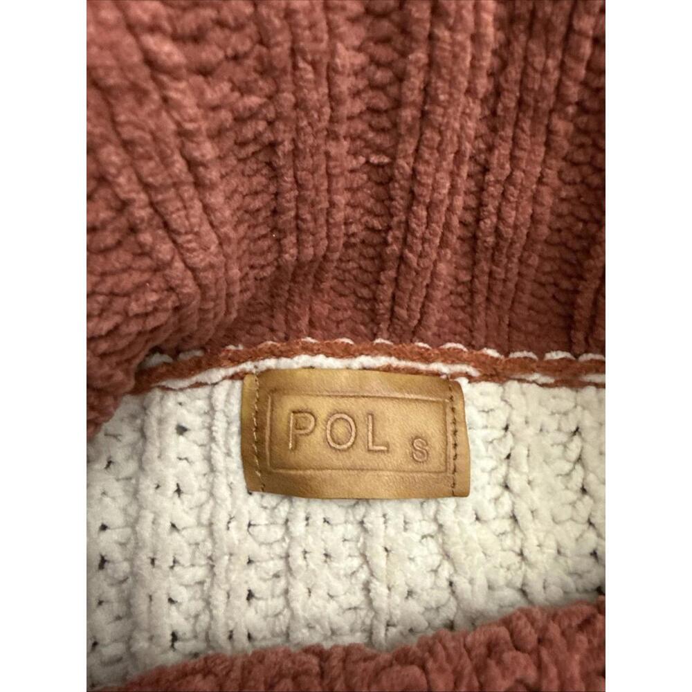 POL Cozy Oversized Sweater Sz Small Soft Cabincore Gray Cream Rust Color-block - Picture 4 of 5